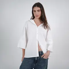 FDS - Blusa Cuello Camisero Manga 3/ Cuartos