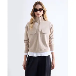 SEVEN SEVEN - Buso Half Zipper Crop Para Mujer Beige