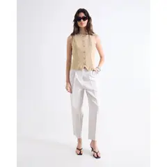 SEVEN SEVEN - Pantalón Recto De Talle Alto Para Mujer Marfil