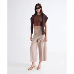 SEVEN SEVEN - Pantalón Culotte De Pinzas Para Mujer Taupe