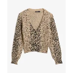 SEVEN SEVEN - Cardigan Corto Animal Print Para Mujer Camel