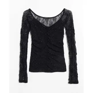 SEVEN SEVEN - Camiseta Off Shoulder Para Mujer Negro