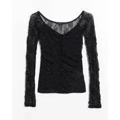 SEVEN SEVEN - Camiseta Off Shoulder Para Mujer Negro