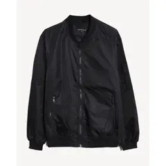 SEVEN SEVEN - Chaqueta Bomber Con Cremallera Para Hombre Negro