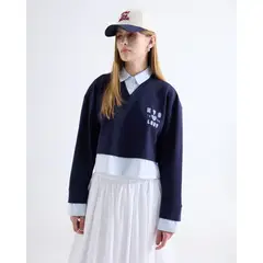 SEVEN SEVEN - Buzo Corto Escote En V Para Mujer Azul