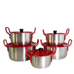 GENERICO - JUEGO DE OLLAS X 5 TAPA ROJA 14-24