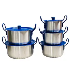 GENERICO - JUEGO DE OLLAS X5 TAPA AZUL