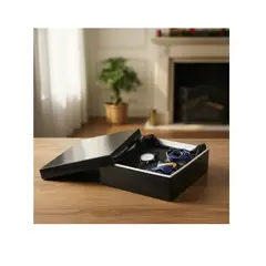 GENERICO - Caja De Regalo Metalizada Con Tapa Elegante x 6 Und Negro