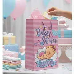 GENERICO - Bolsa De Regalo Baby Shower Pack X6 Rosa