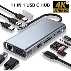 GENERICO - Adaptador convertidor 11 en 1 tipo C USB, HDMI, Rj45, HDMI, VGA, expansión acoplamiento divisor para Portátil y MacBook Pro Air