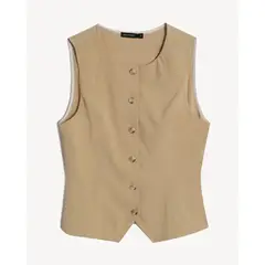 SEVEN SEVEN - Chaleco Sastre Con Botones Para Mujer Camel