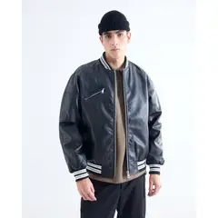 SEVEN SEVEN - Chaqueta Bomber En Pu Para Hombre Negro