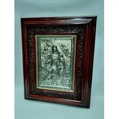 ITALIANA - Cuadro Antiguo La Virgen Y El Niño Lamina Cobre Baño Plata