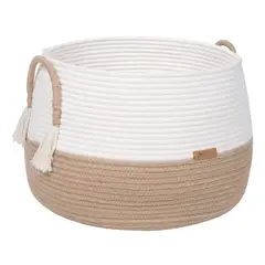 GENERICO - Cesta De Cuerda De Algodón Color Blanco Crema
