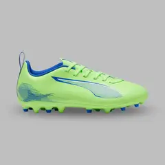 PUMA - Guayos Niño Ultra 5 Play MG Lights Out Verde - Azul - Fútbol - Multiterreno
