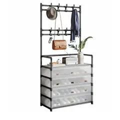 ZHOPI CO - Zapatero Metalico Con Perchero 5 Niveles Con Tapa