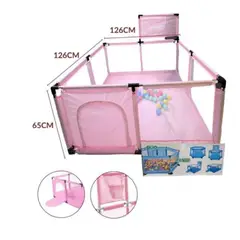 GENERICO - Corral piscina de pelotas para bebes armable con cesta ROSADO