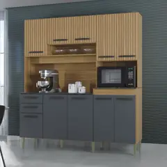 GENERICO - Alacena para Cocina Mueble Auxiliar Elisa 180cm Acanalado Gris