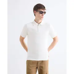 SEVEN SEVEN - Polo Tejido Con Zipper Para Hombre Hueso