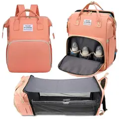 CHINA - Maleta 3 En 1 Pañalera Cuna Mudador Portátil Para Bebés rosa