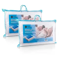 GENERICO - Pack x2 Almohadas Ortopédicas de Memory Foam con Gel Refrescante y Funda