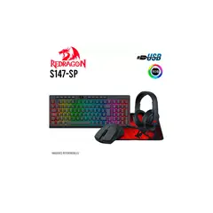 REDRAGON - Combo Gamer 4en1 S147 RGB Teclado Shiva + Mouse K1ng + Diadema Cronus + Pad Mouse Pisces