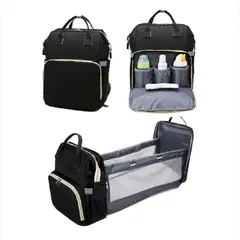 CHINA - Maleta 3 En 1 Pañalera Cuna Mudador Portátil Para Bebés Negro