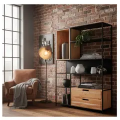 22 GRADOS DECORACION - Estante Hicsos 140cm x 40cm Roble y metal