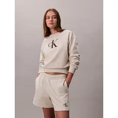 CALVIN KLEIN - Pantalonetas blanco de felpa francesa con logo monograma