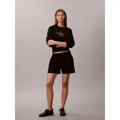 CALVIN KLEIN - Pantalonetas negro de felpa francesa con logo monograma