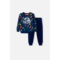 UNIVERSAL - Conjunto de Jurassic World pantalón largo azul para niño 2T a 6T