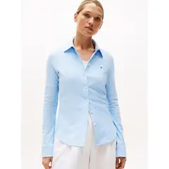 TOMMY HILFIGER - Camisa celeste de piqué 1985 de corte slim