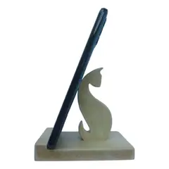 GENERICO - Soporte Para Celular De Escritorio Madera Base Antideslizante Diseño Gato 1 Vintage