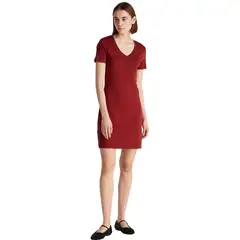 TOMMY HILFIGER - Vestido rojo AOP con ribete de cuello v
