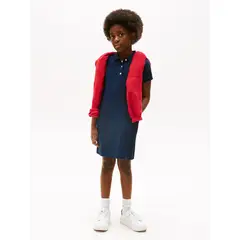 TOMMY HILFIGER - Vestido azul Para Niña tipo polo con cuello a contraste
