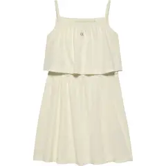 CALVIN KLEIN - Vestido blanco Para Niña texturizado de tirantes y capas
