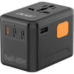 ACER - Adaptador Enchufe Universal De Viaje Usb-c + Usb Gan De 45w