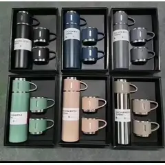 GENERICO - Termo de acero inoxidable con vasos para bebidas