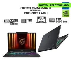 MSI - PORTATIL GAMER CYBORG 15/ INTEL CORE 7 240H/ RTX 5050 8GB/ 15.6" - 144HZ FHD/ RAM 32GB SSD 1TB