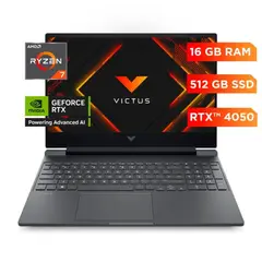 HP - Laptop Gaming Victus 15-fb3021la, AMD Ryzen 7, 16 GB RAM, NVIDIA GeForce RTX 4050, 512 GB SSD