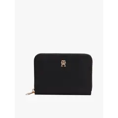 TOMMY HILFIGER - Billetera negra con monograma TH y Cierre de cremallera