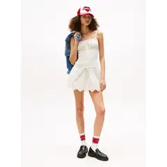 TOMMY HILFIGER - Minivestido blanco Tommy Girl con diseño calado Tommy Jeans