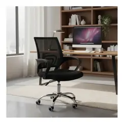 GENERICO - Silla De Oficina Ejecutiva Libertad Fija Base Cromada Negra