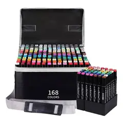 TOUCH - Kit Marcadores Doble Punta X 168 Piezas Escritorio Maletín