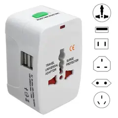 GENERIC - Adaptador Viajero Convertidor Universal Con 2 Puertos Usb
