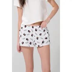 KOAJ - Short tiro medio crema claro con estampado de Mafalda Mujer