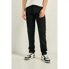 KOAJ - Jean slim tiro bajo negro con cremallera y 5 bolsillos Hombre