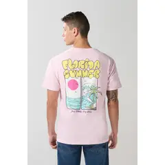 KOAJ - Camiseta unicolor manga corta con estampado de playa Hombre