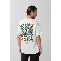 KOAJ - Camiseta unicolor manga corta con estampado de playa Hombre