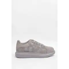 KOAJ - Tenis grises oscuros casuales con suelas planas elevada Hombre
